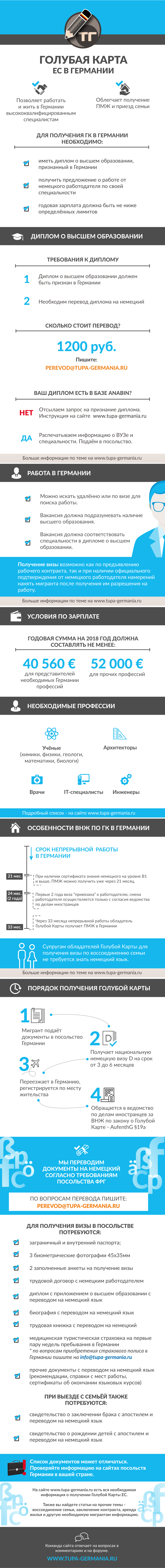 Голубая Карта ЕС в Германии - схема получения Инфографика по Голубой Карте ЕС в Германии