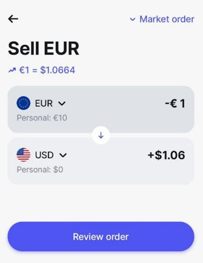 Скрин приложения обмен валюты.