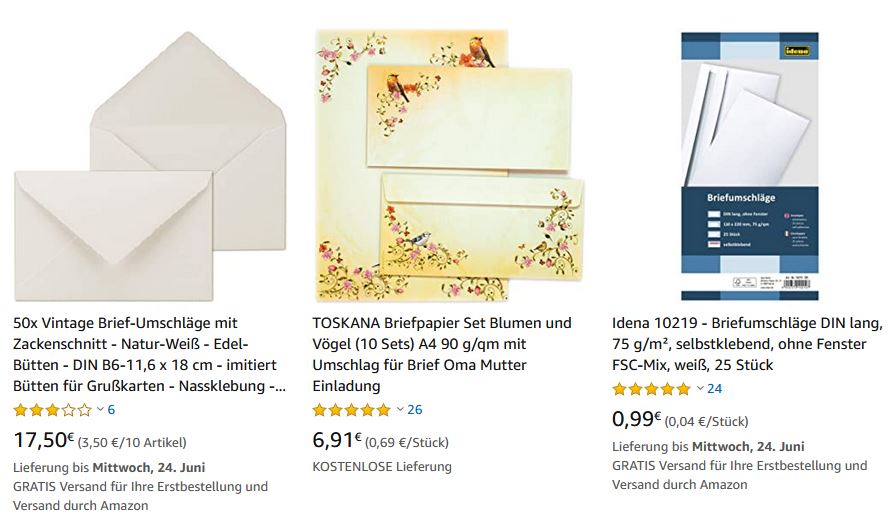 Выбор конвертов на Amazon Amazon конверты