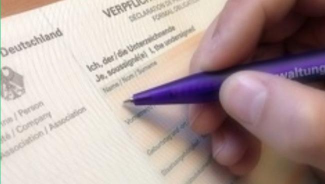 Заполнение Verpflichtungserklärung