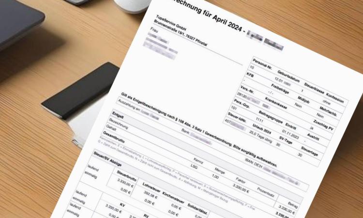 Зарплатный листок Entgeltabrechnung