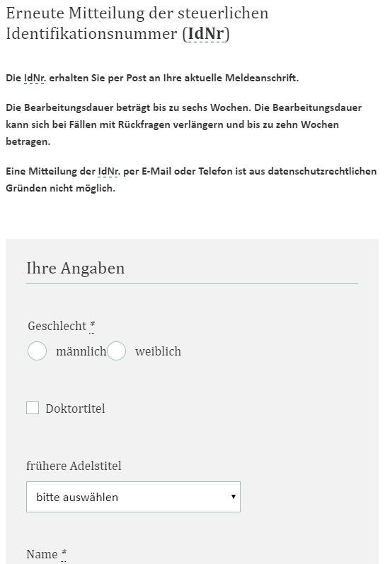 Скрин сайта Bundeszentralamt für Steuern