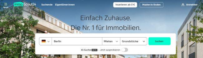 Поиск Erbbaurecht на сайте immobilienscout24.