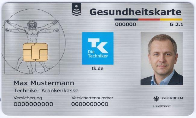 Фотография карточки медицинского страхования в Германии Gesundheitskarte.