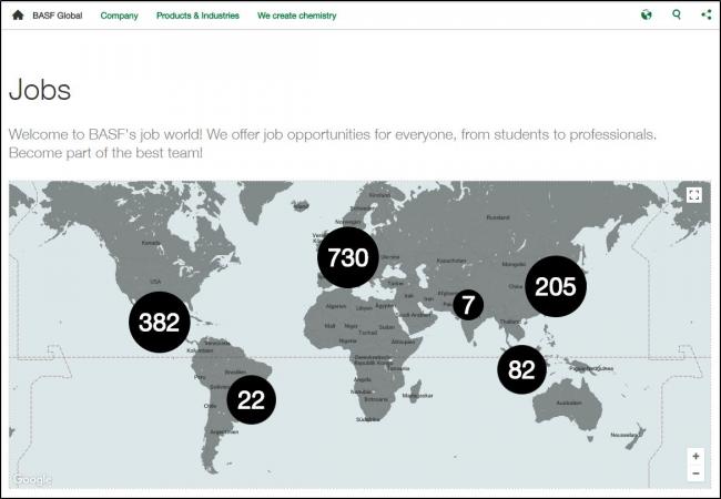 Карта вакансий немецкого BASF