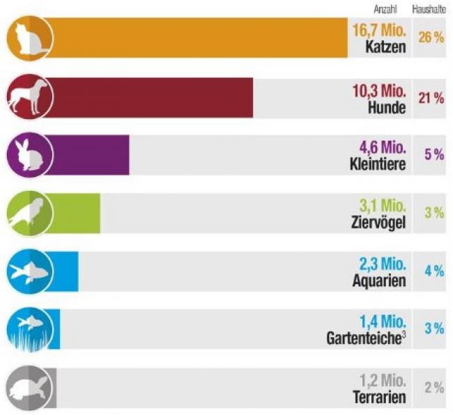 Статистика по видам домашних животных в Германии.