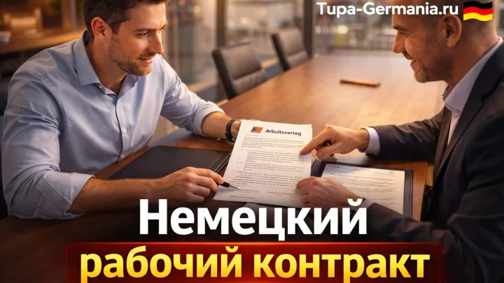 Немецкий работник обсуждает рабочий договор