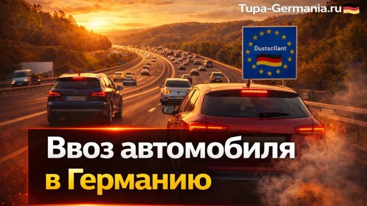 Поток автомобилей едет в Германию