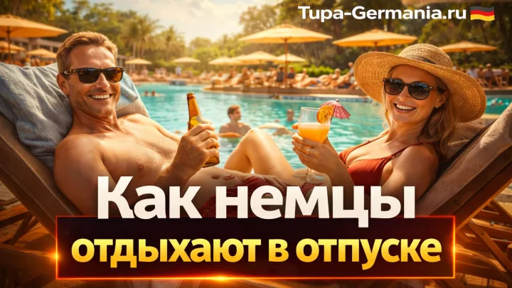 Немцы лежат у бассейна в отпуске