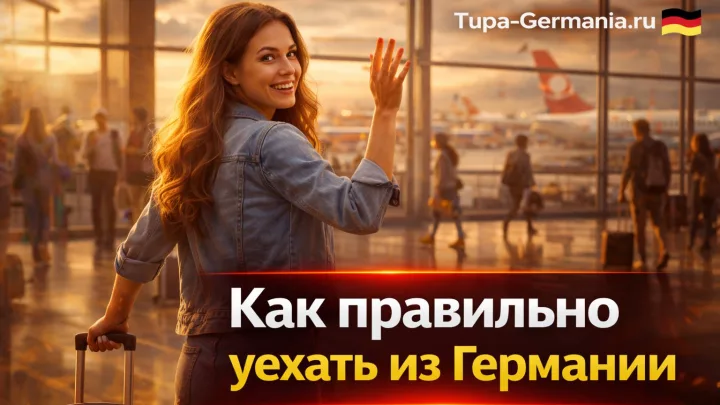 Девушка в аэропорту с чемоданом обернулась и машет на прощание