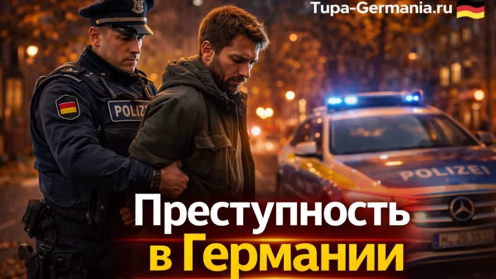 Полицейский в Германии арестовывает преступника