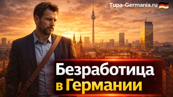 Безработный на фоне завода в Германии