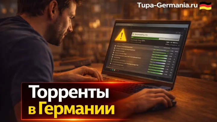 Лэптоп скачивающий файлы из торрента
