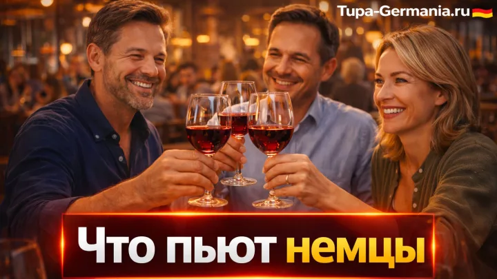Немцы в ресторане чокаются бокалами с вином