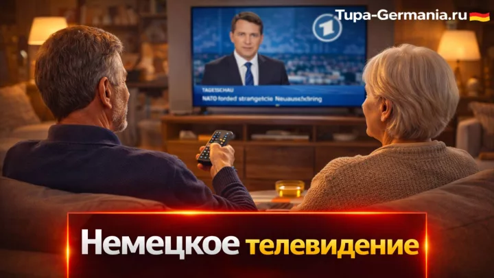 Пожилая немецкая пара дома смотрит первый немецкий канал