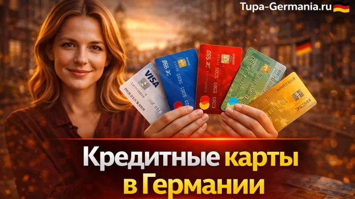 Девушка держит в руках немецкие кредитки разных систем