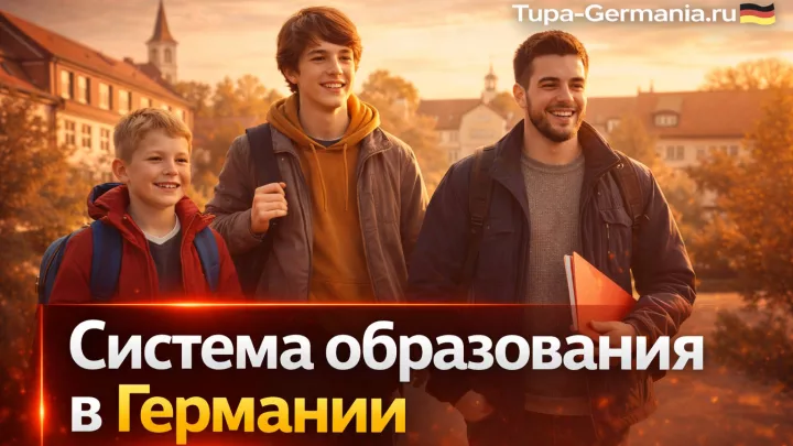 Немецкий школьник, подросток и студент вместе идут на занятия