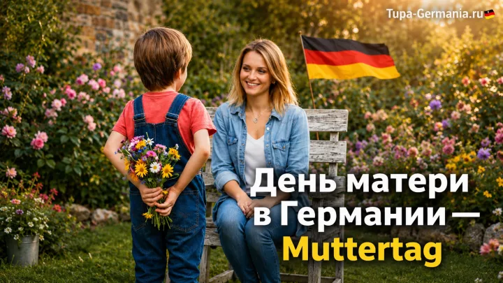 Немецкая мама получает цветы на день матери