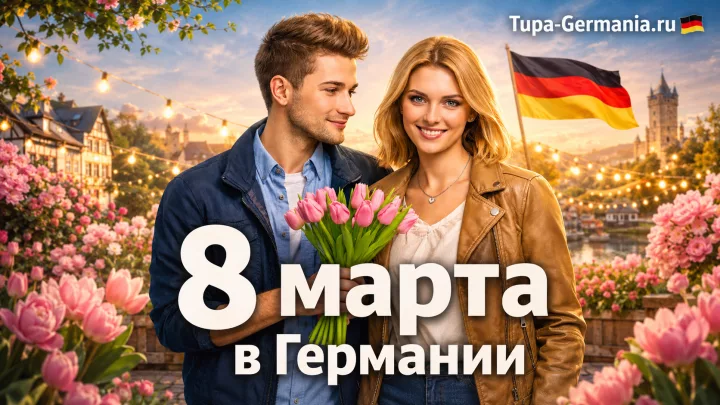Немка получает цветы на 8 Марта