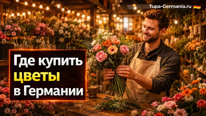 Немецкий флорист собирает букет цветов