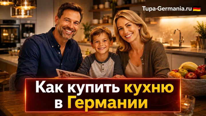 Семья немцев сидит на кухне