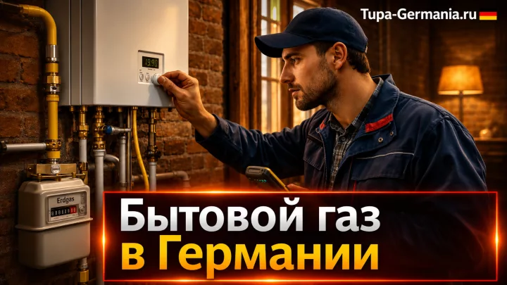 Техник настраивает газ в немецком жилье