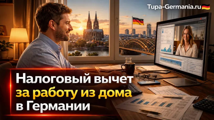 Офисный работник работает из дома в Германии.