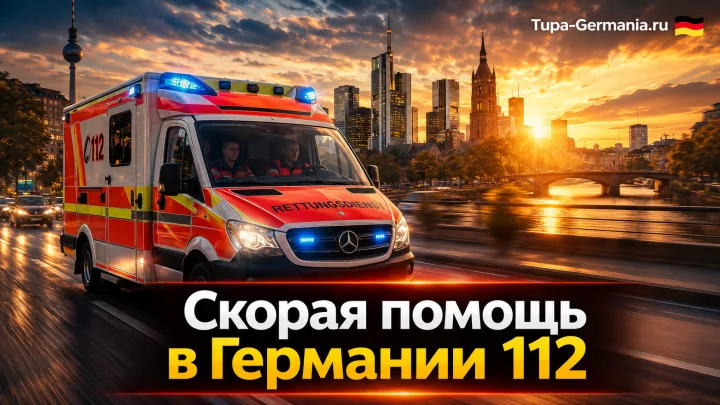 Карета скорой помощи в Германии едет по городу