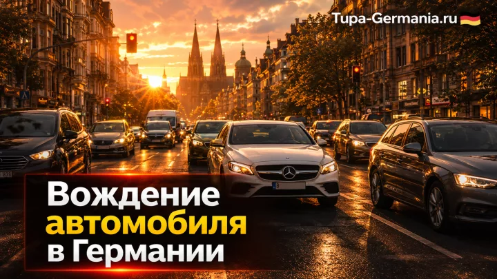 Поток машин в городе в Германии