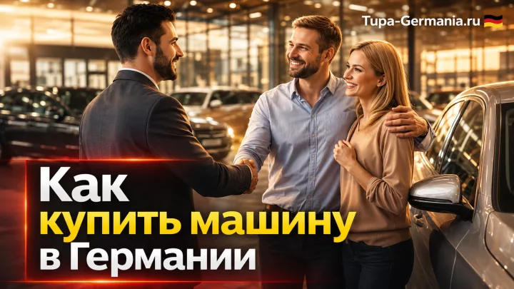 Покупатели автомобиля в салоне в Германии