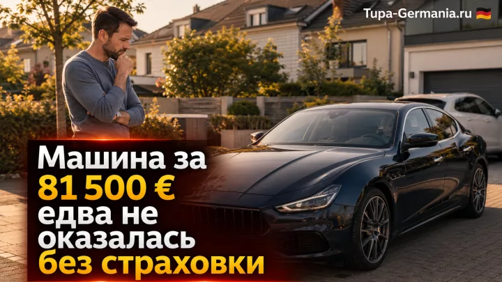Мужчина в Германии смотрит на дорогую машину перед домом