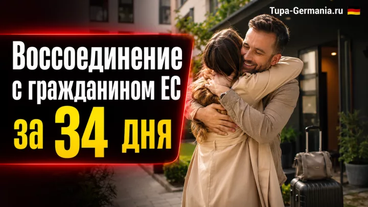 Гражданин Эстонии обнимает супругу приехавшую к нему в Германию