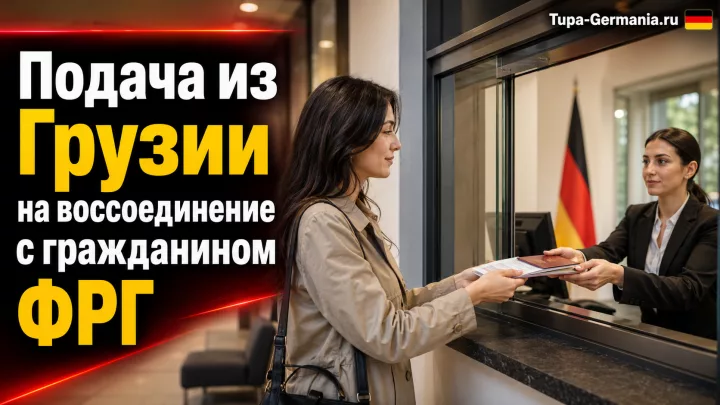 Женщина подаёт документы на воссоединение в немецком посольстве в Грузии