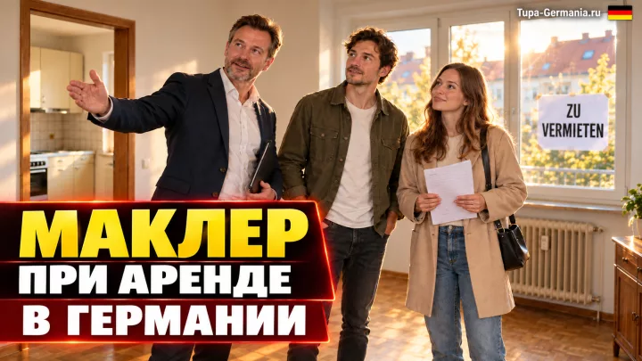 Немецкий маклер показывает жильё для аренды своим клиентам