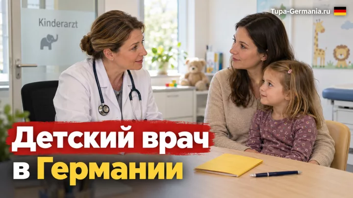 Мама с ребёнком на приёме у детского врача в Германии