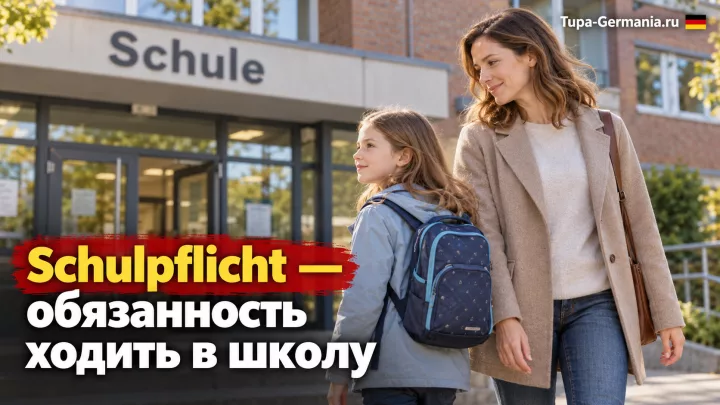 Мама в Германии отвела дочь в школу