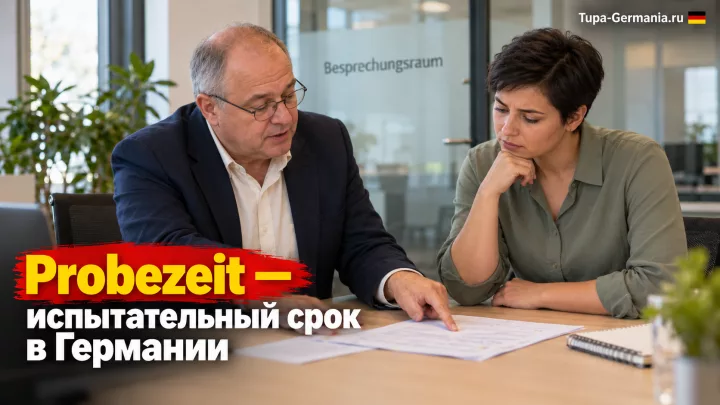 Шеф в Германии обсуждает с подчинённой окончание Probezeit