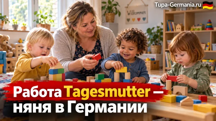 Няня в Германии занимается с детьми работая как Tagesmutter
