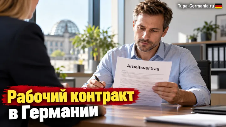 Немецкий работник обсуждает рабочий договор