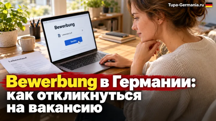 Соискатель отправляет отклик на вакансию в Германии
